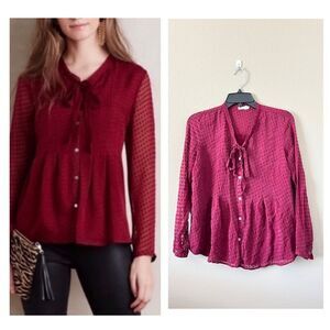 Meadow Rue Mason Silk Burgundy Blouse